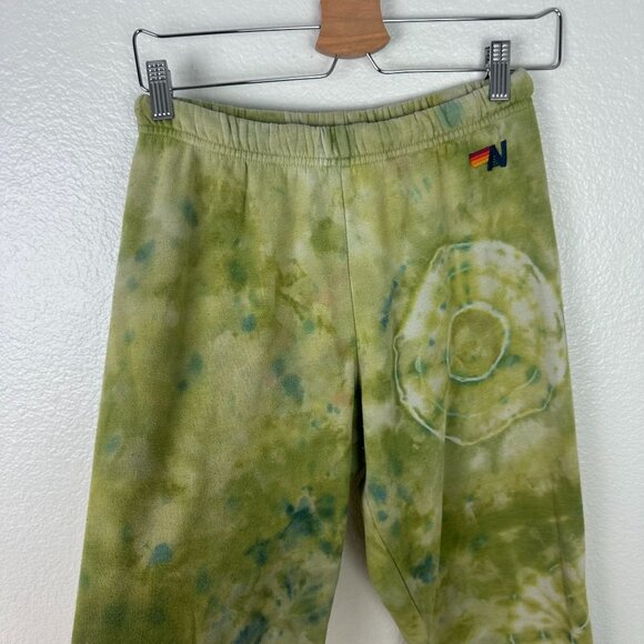 Aviator Nation Hand Dyed Sweatpants Women's S Green Tie Dye Boho Lounge Stretch - Picture 3 of 7